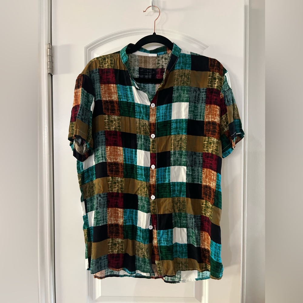 Checkered button down shirt